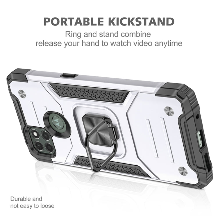 For Motorola Moto G9 Power Magnetic Armor Shockproof TPU + PC Case with Metal Ring Holder