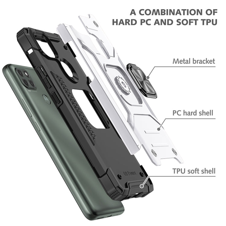 For Motorola Moto G9 Power Magnetic Armor Shockproof TPU + PC Case with Metal Ring Holder