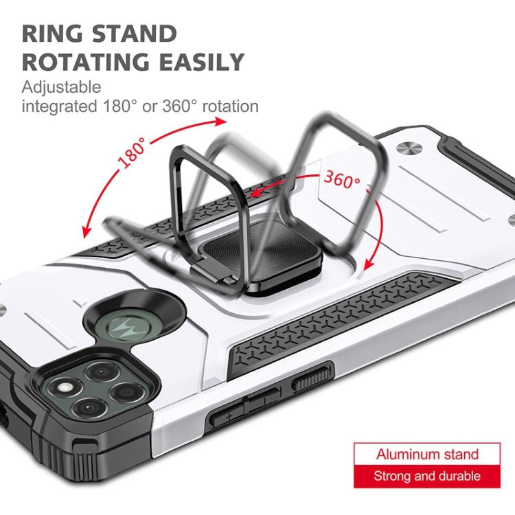 For Motorola Moto G9 Power Magnetic Armor Shockproof TPU + PC Case with Metal Ring Holder