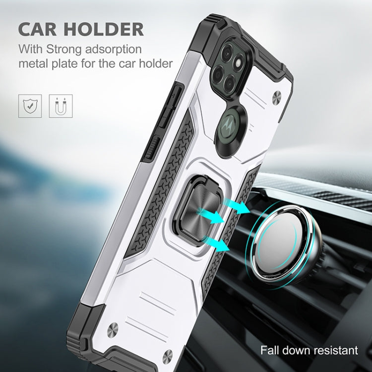 For Motorola Moto G9 Power Magnetic Armor Shockproof TPU + PC Case with Metal Ring Holder