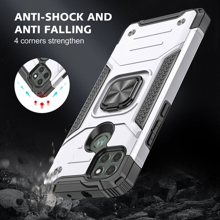 For Motorola Moto G9 Power Magnetic Armor Shockproof TPU + PC Case with Metal Ring Holder