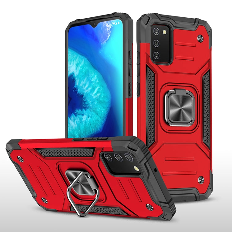 For Samsung Galaxy A02s(EU Version) Magnetic Armor Shockproof TPU + PC Case with Metal Ring Holder