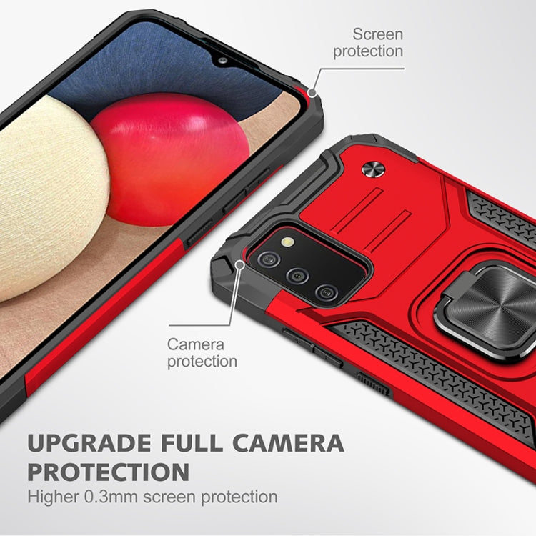 For Samsung Galaxy A02s(EU Version) Magnetic Armor Shockproof TPU + PC Case with Metal Ring Holder