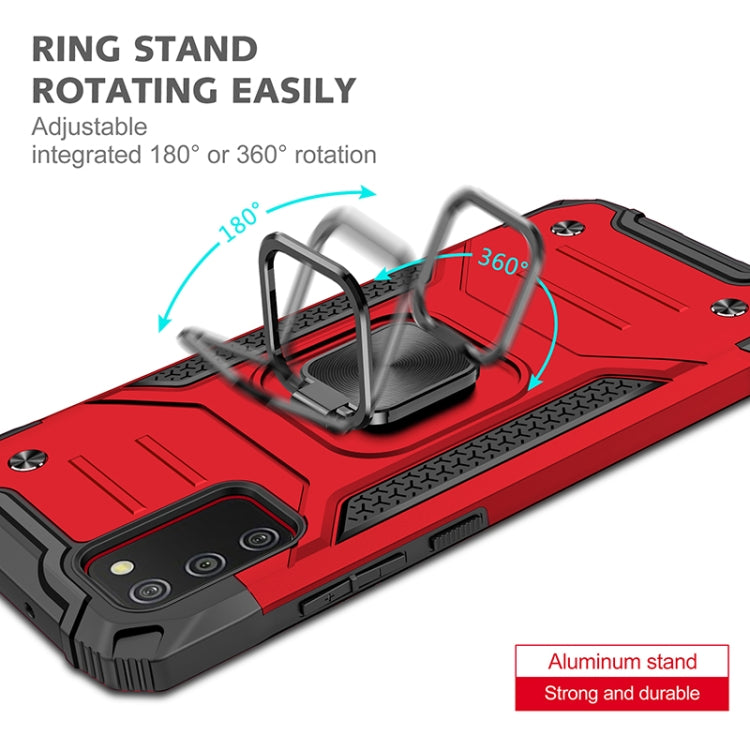 For Samsung Galaxy A02s(EU Version) Magnetic Armor Shockproof TPU + PC Case with Metal Ring Holder