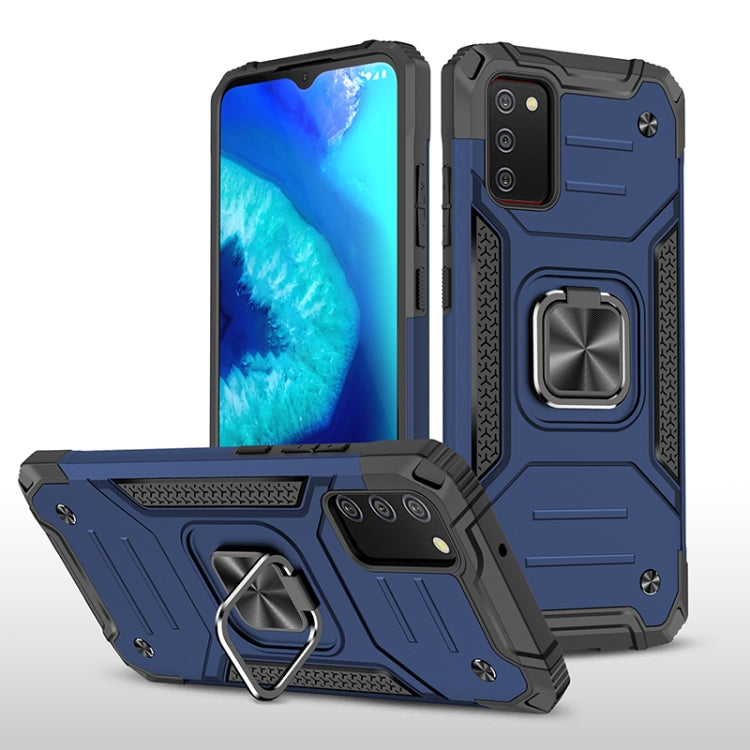 For Samsung Galaxy A02s(EU Version) Magnetic Armor Shockproof TPU + PC Case with Metal Ring Holder