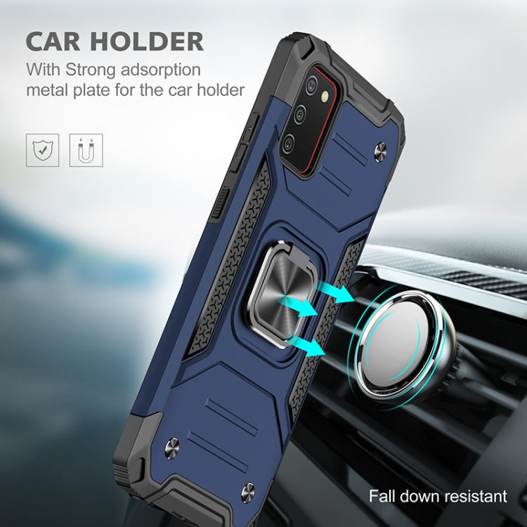For Samsung Galaxy A02s(EU Version) Magnetic Armor Shockproof TPU + PC Case with Metal Ring Holder