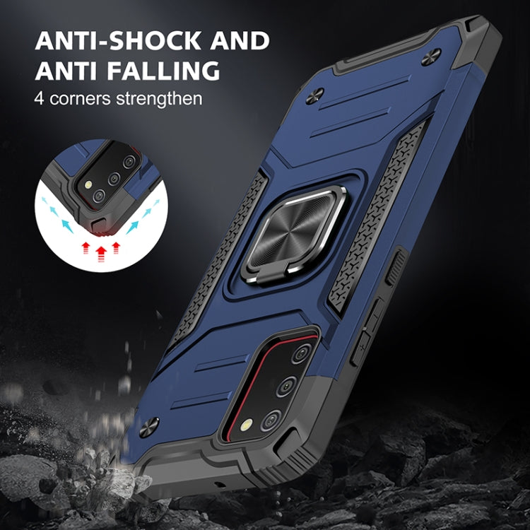 For Samsung Galaxy A02s(EU Version) Magnetic Armor Shockproof TPU + PC Case with Metal Ring Holder