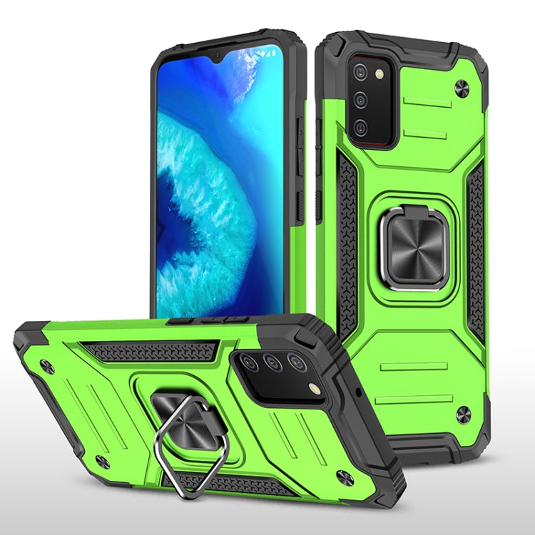 For Samsung Galaxy A02s(EU Version) Magnetic Armor Shockproof TPU + PC Case with Metal Ring Holder