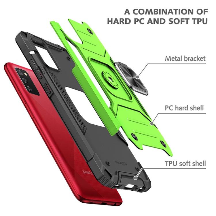 For Samsung Galaxy A02s(EU Version) Magnetic Armor Shockproof TPU + PC Case with Metal Ring Holder