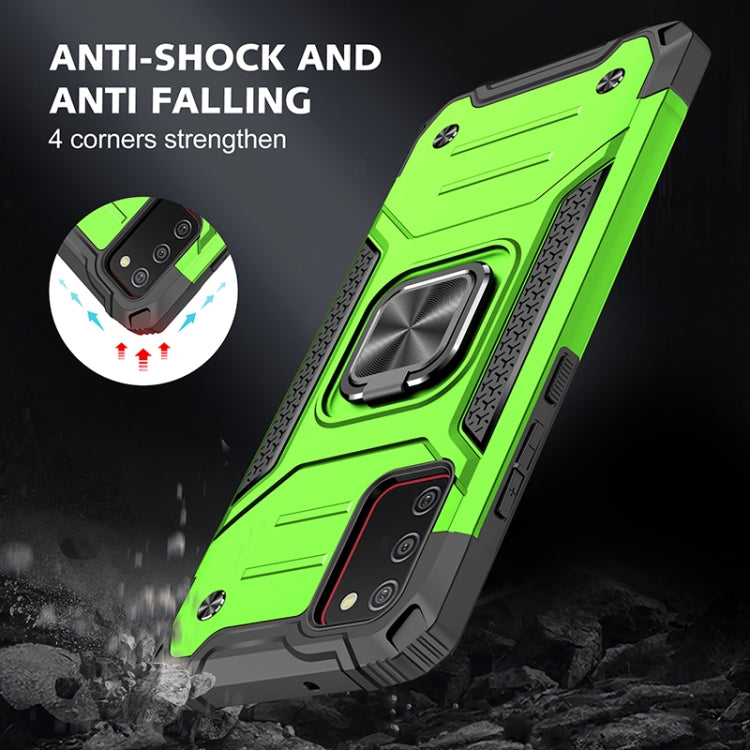 For Samsung Galaxy A02s(EU Version) Magnetic Armor Shockproof TPU + PC Case with Metal Ring Holder
