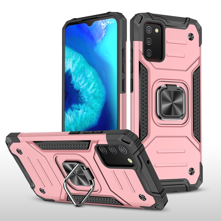 For Samsung Galaxy A02s(EU Version) Magnetic Armor Shockproof TPU + PC Case with Metal Ring Holder