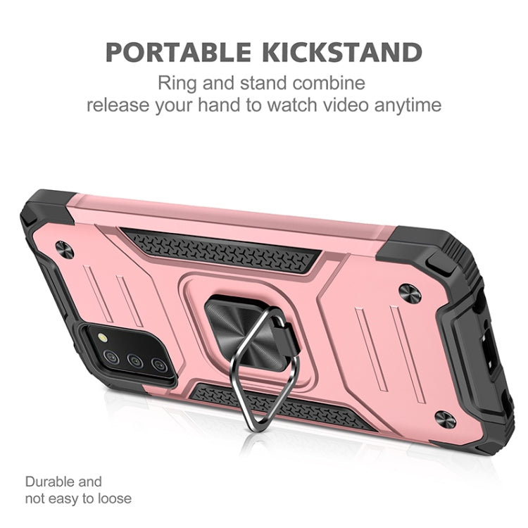 For Samsung Galaxy A02s(EU Version) Magnetic Armor Shockproof TPU + PC Case with Metal Ring Holder