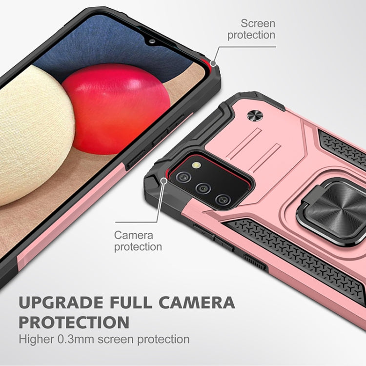 For Samsung Galaxy A02s(EU Version) Magnetic Armor Shockproof TPU + PC Case with Metal Ring Holder