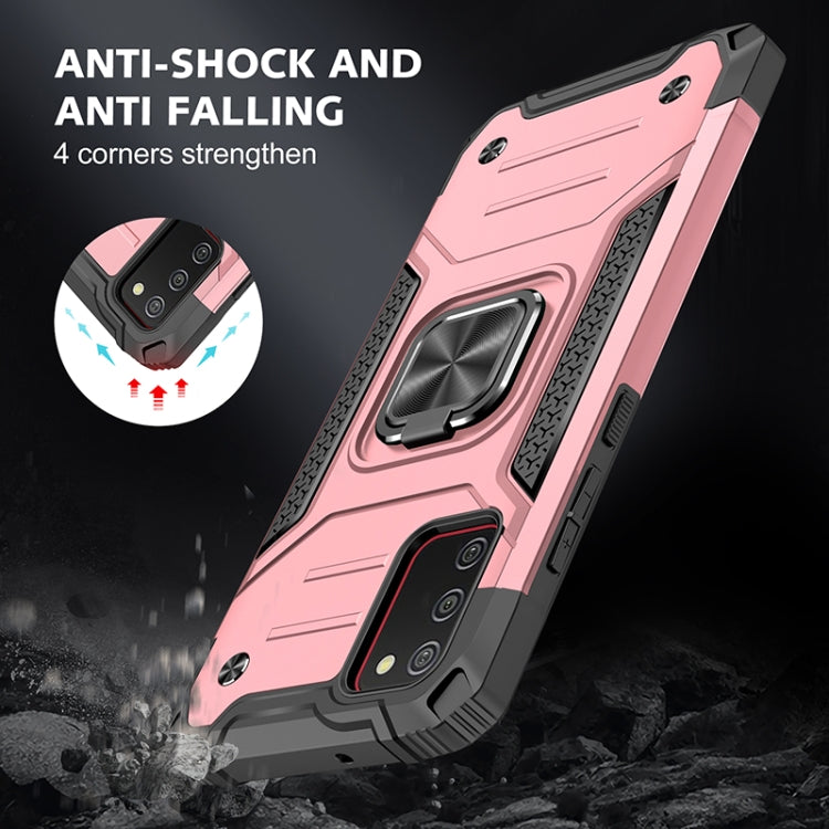 For Samsung Galaxy A02s(EU Version) Magnetic Armor Shockproof TPU + PC Case with Metal Ring Holder