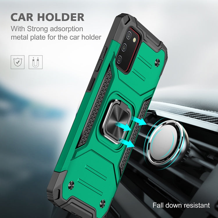 For Samsung Galaxy A02s(EU Version) Magnetic Armor Shockproof TPU + PC Case with Metal Ring Holder