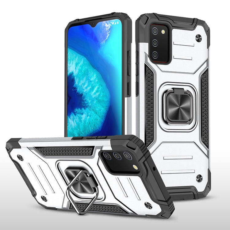 For Samsung Galaxy A02s(EU Version) Magnetic Armor Shockproof TPU + PC Case with Metal Ring Holder