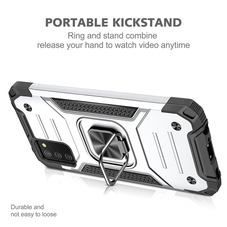 For Samsung Galaxy A02s(EU Version) Magnetic Armor Shockproof TPU + PC Case with Metal Ring Holder