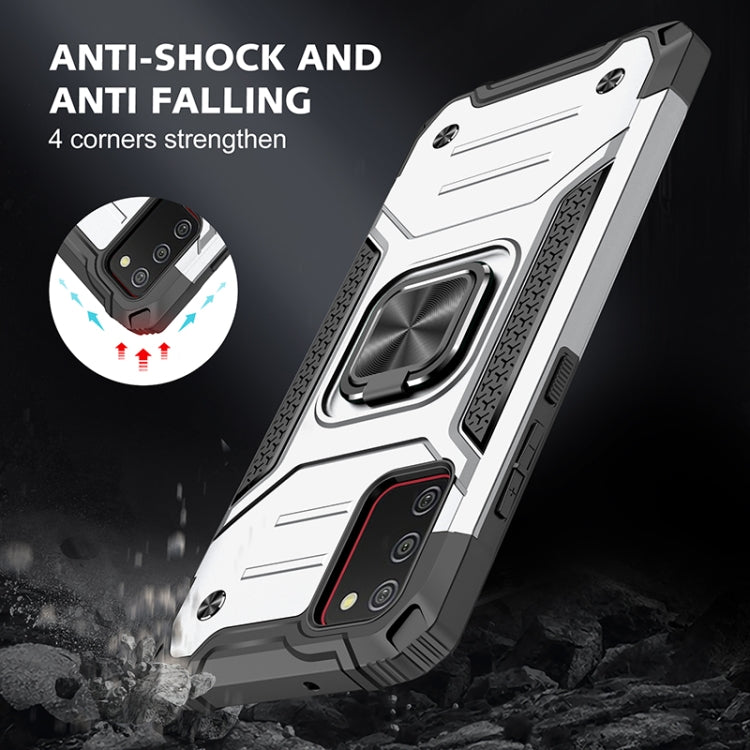 For Samsung Galaxy A02s(EU Version) Magnetic Armor Shockproof TPU + PC Case with Metal Ring Holder