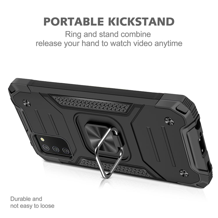 For Samsung Galaxy A02s(US Version) Magnetic Armor Shockproof TPU + PC Case with Metal Ring Holder