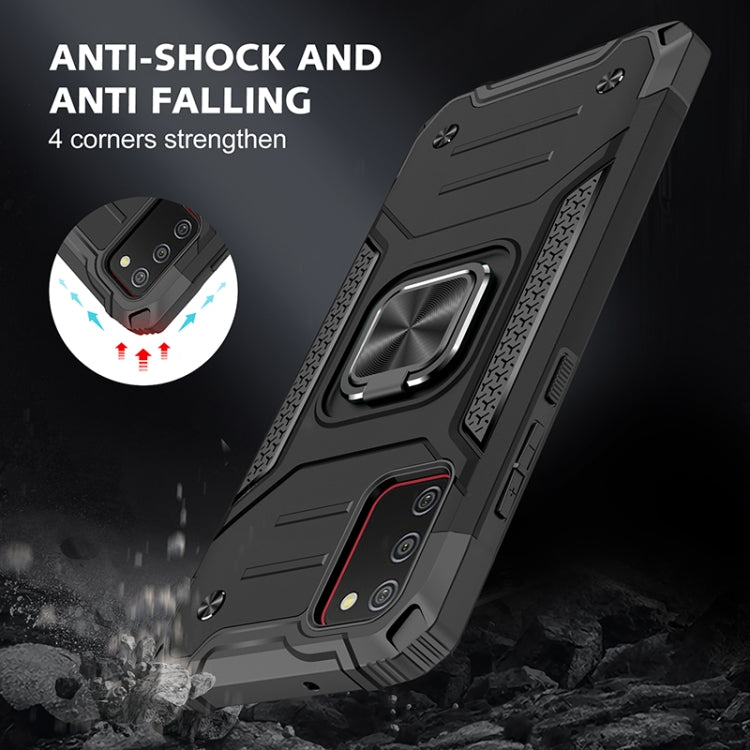 For Samsung Galaxy A02s(US Version) Magnetic Armor Shockproof TPU + PC Case with Metal Ring Holder