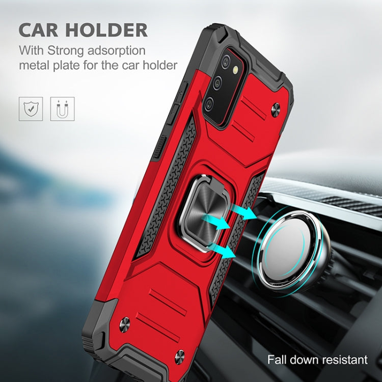 For Samsung Galaxy A02s(US Version) Magnetic Armor Shockproof TPU + PC Case with Metal Ring Holder