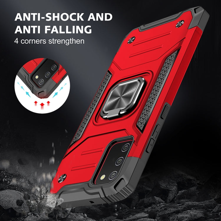 For Samsung Galaxy A02s(US Version) Magnetic Armor Shockproof TPU + PC Case with Metal Ring Holder
