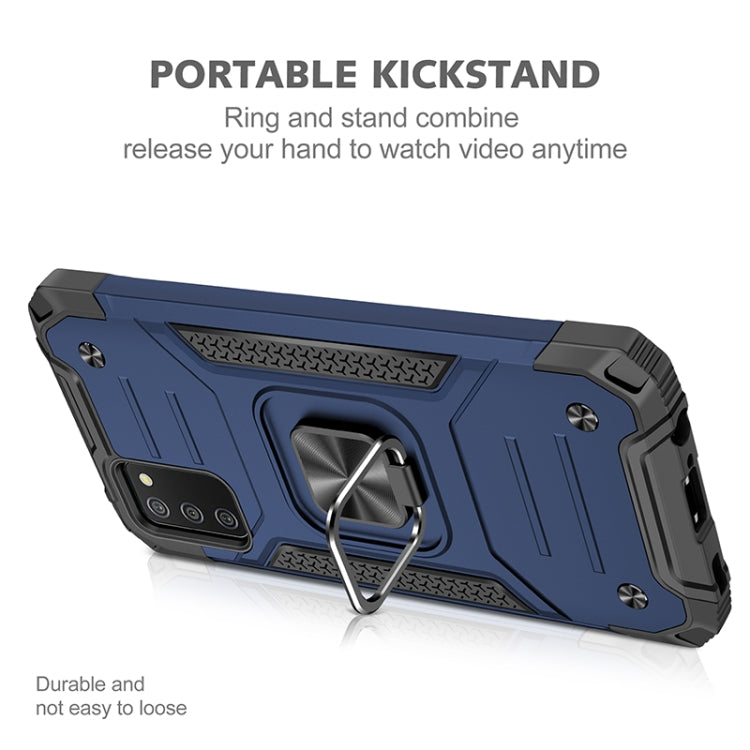 For Samsung Galaxy A02s(US Version) Magnetic Armor Shockproof TPU + PC Case with Metal Ring Holder