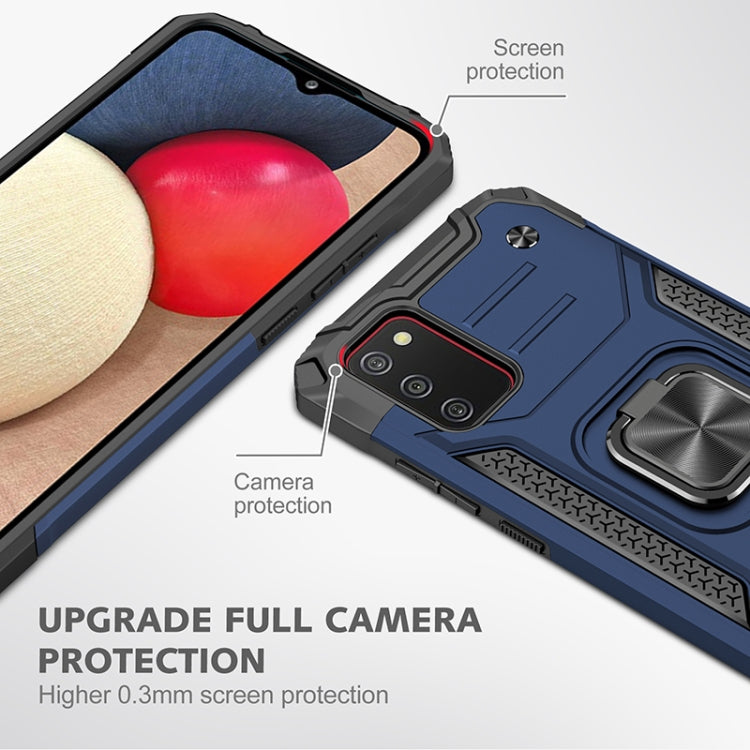 For Samsung Galaxy A02s(US Version) Magnetic Armor Shockproof TPU + PC Case with Metal Ring Holder