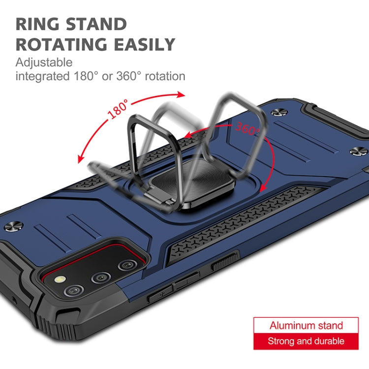 For Samsung Galaxy A02s(US Version) Magnetic Armor Shockproof TPU + PC Case with Metal Ring Holder