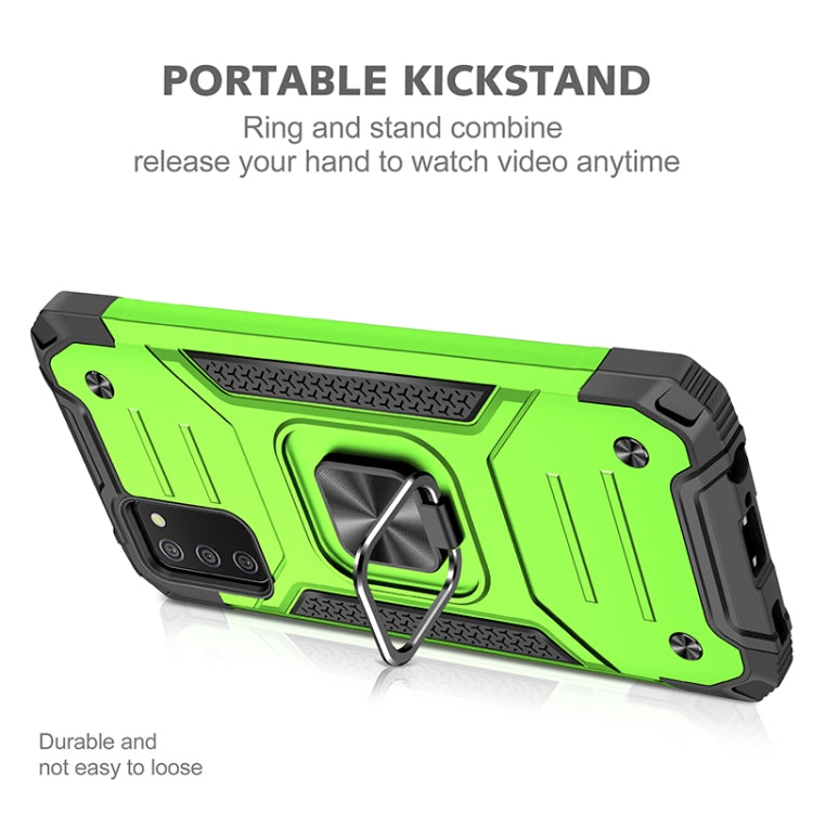 For Samsung Galaxy A02s(US Version) Magnetic Armor Shockproof TPU + PC Case with Metal Ring Holder