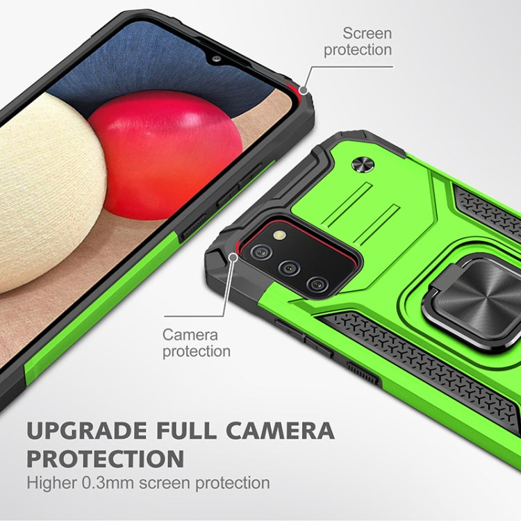 For Samsung Galaxy A02s(US Version) Magnetic Armor Shockproof TPU + PC Case with Metal Ring Holder