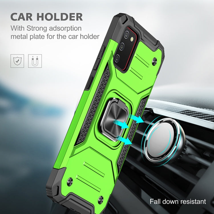 For Samsung Galaxy A02s(US Version) Magnetic Armor Shockproof TPU + PC Case with Metal Ring Holder