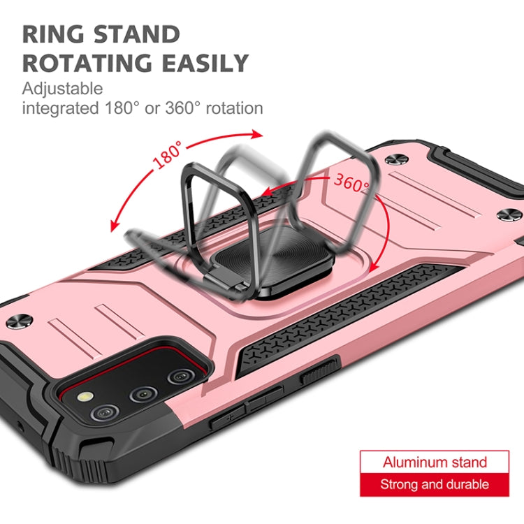 For Samsung Galaxy A02s(US Version) Magnetic Armor Shockproof TPU + PC Case with Metal Ring Holder