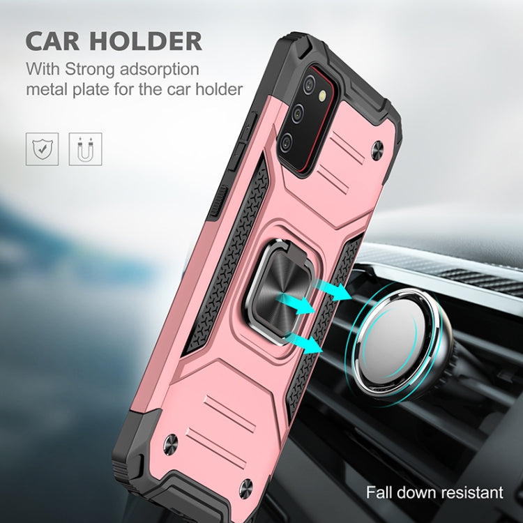 For Samsung Galaxy A02s(US Version) Magnetic Armor Shockproof TPU + PC Case with Metal Ring Holder