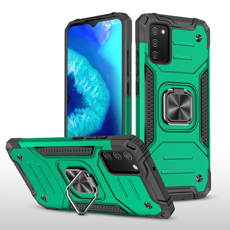 For Samsung Galaxy A02s(US Version) Magnetic Armor Shockproof TPU + PC Case with Metal Ring Holder