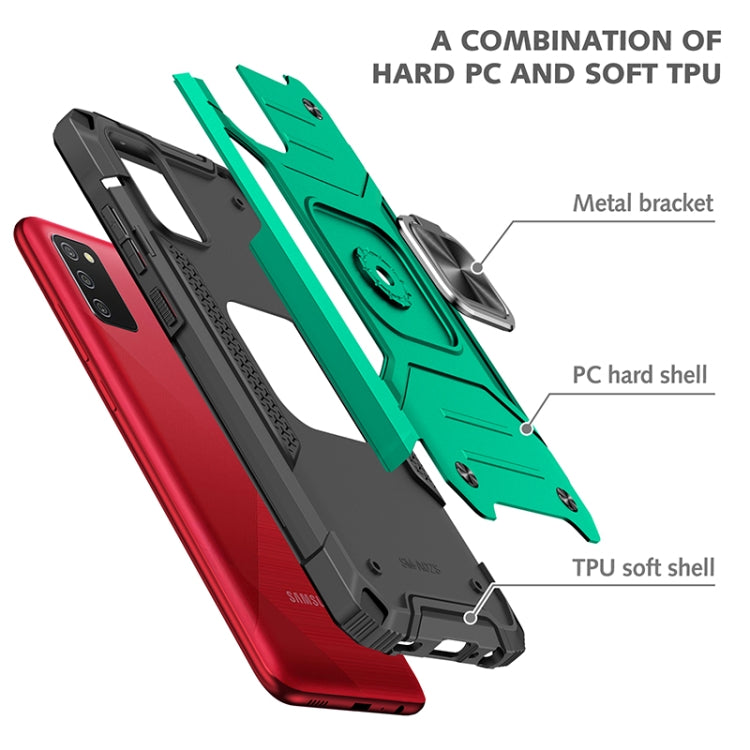 For Samsung Galaxy A02s(US Version) Magnetic Armor Shockproof TPU + PC Case with Metal Ring Holder