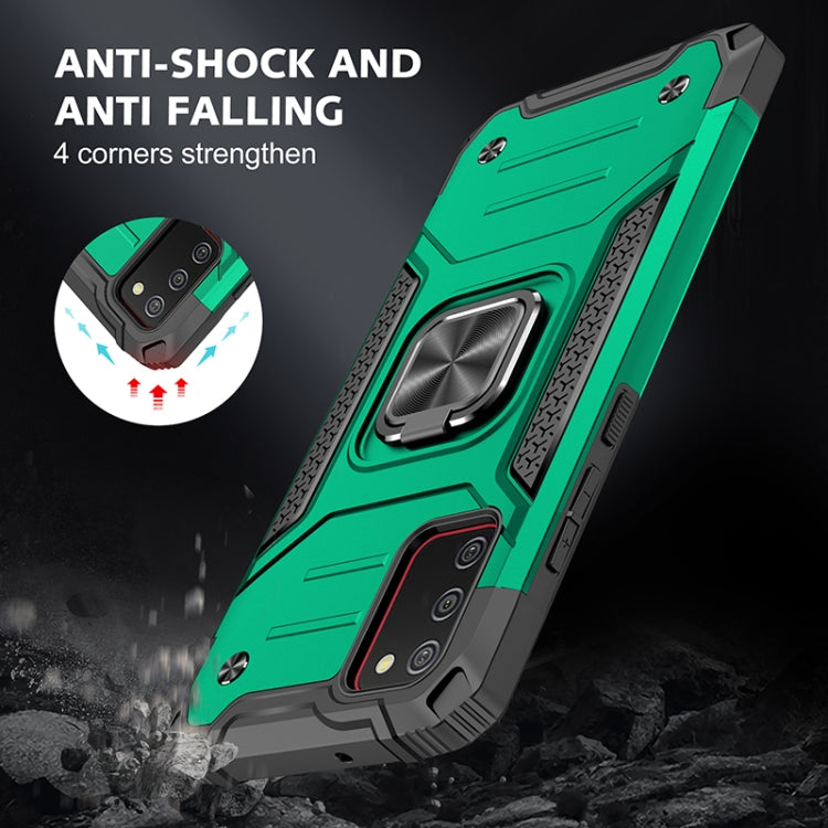 For Samsung Galaxy A02s(US Version) Magnetic Armor Shockproof TPU + PC Case with Metal Ring Holder