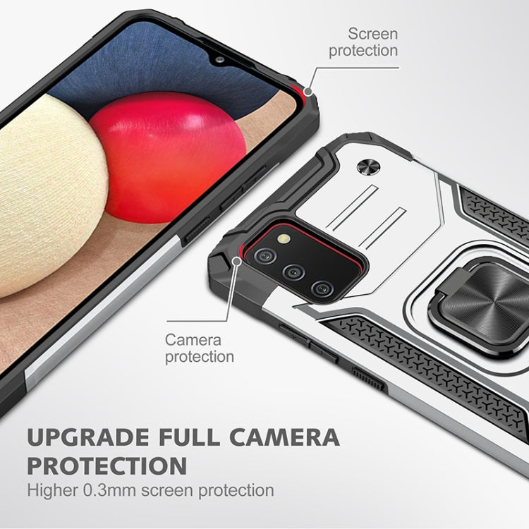 For Samsung Galaxy A02s(US Version) Magnetic Armor Shockproof TPU + PC Case with Metal Ring Holder