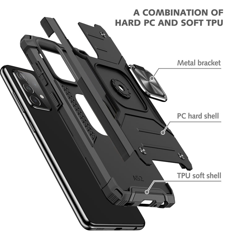 For Samsung Galaxy A52 5G / 4G Magnetic Armor Shockproof TPU + PC Case with Metal Ring Holder