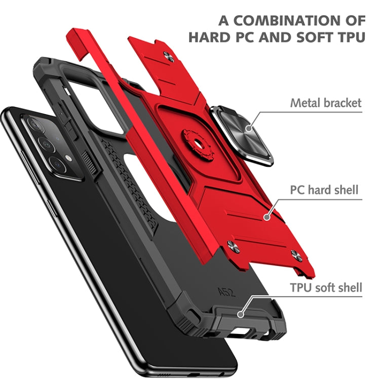 For Samsung Galaxy A52 5G / 4G Magnetic Armor Shockproof TPU + PC Case with Metal Ring Holder