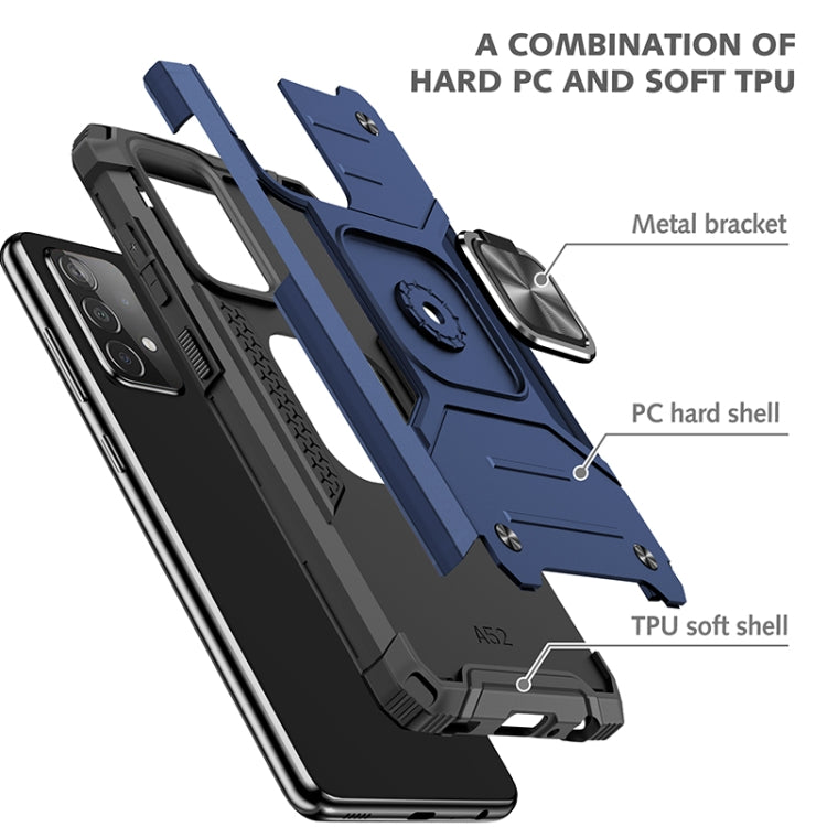 For Samsung Galaxy A52 5G / 4G Magnetic Armor Shockproof TPU + PC Case with Metal Ring Holder