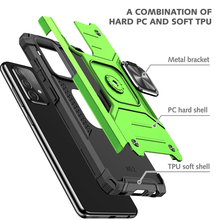 For Samsung Galaxy A52 5G / 4G Magnetic Armor Shockproof TPU + PC Case with Metal Ring Holder