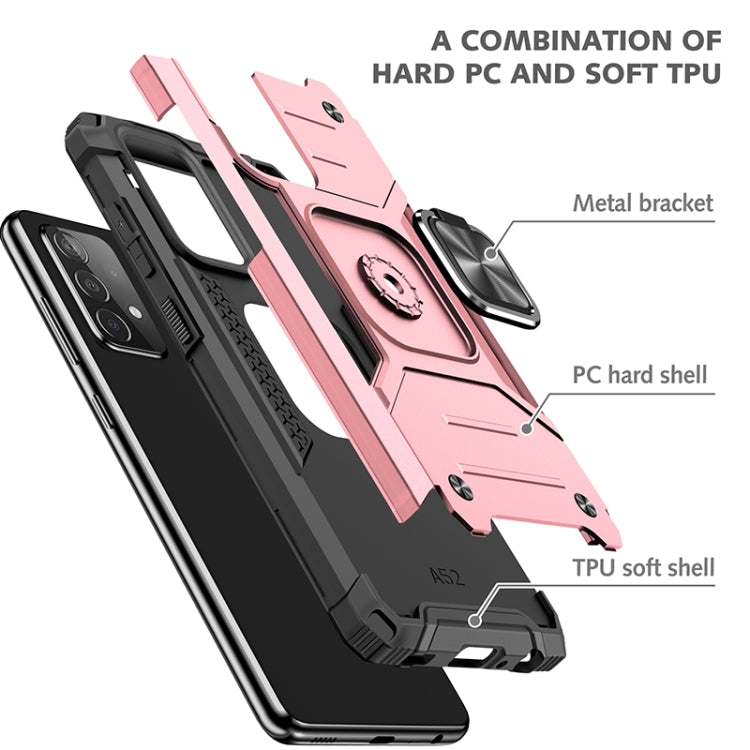 For Samsung Galaxy A52 5G / 4G Magnetic Armor Shockproof TPU + PC Case with Metal Ring Holder