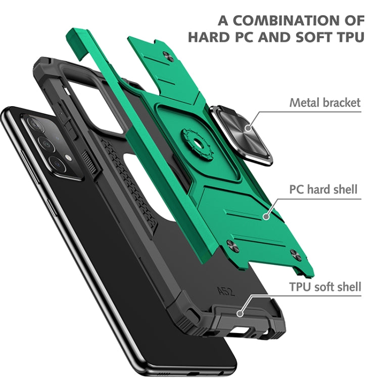 For Samsung Galaxy A52 5G / 4G Magnetic Armor Shockproof TPU + PC Case with Metal Ring Holder