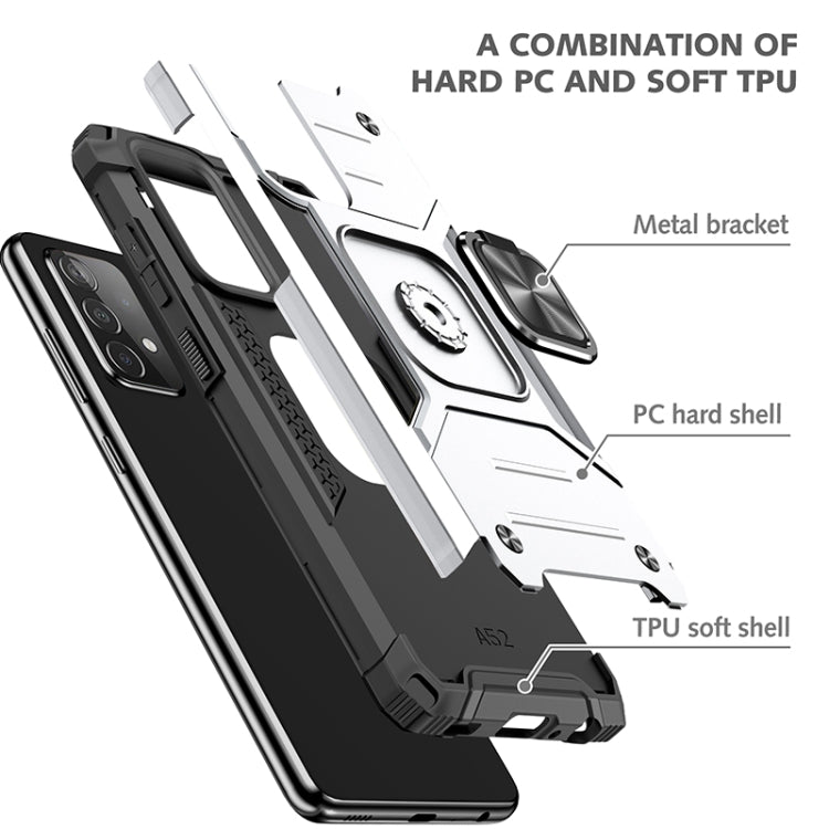 For Samsung Galaxy A52 5G / 4G Magnetic Armor Shockproof TPU + PC Case with Metal Ring Holder