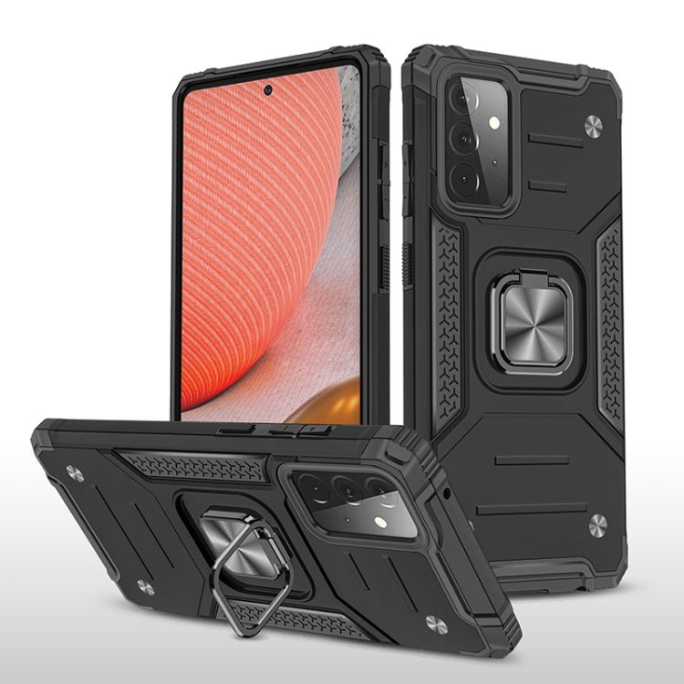 For Samsung Galaxy A72 5G / 4G Magnetic Armor Shockproof TPU + PC Case with Metal Ring Holder