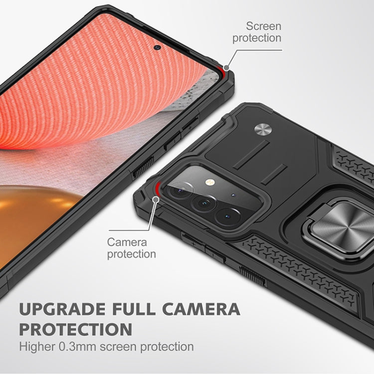 For Samsung Galaxy A72 5G / 4G Magnetic Armor Shockproof TPU + PC Case with Metal Ring Holder