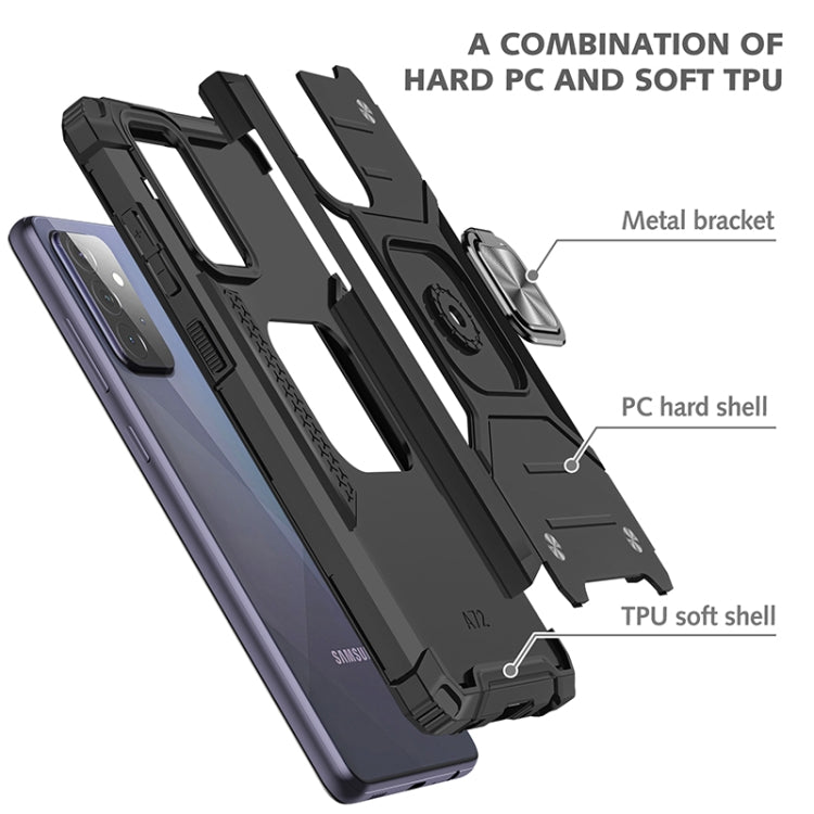For Samsung Galaxy A72 5G / 4G Magnetic Armor Shockproof TPU + PC Case with Metal Ring Holder