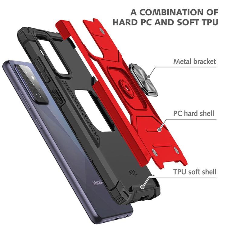 For Samsung Galaxy A72 5G / 4G Magnetic Armor Shockproof TPU + PC Case with Metal Ring Holder
