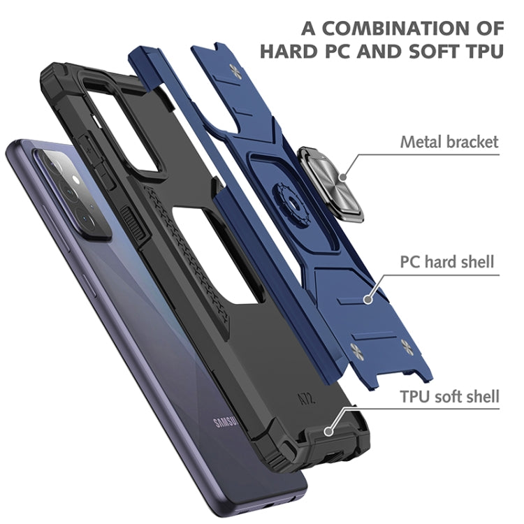 For Samsung Galaxy A72 5G / 4G Magnetic Armor Shockproof TPU + PC Case with Metal Ring Holder